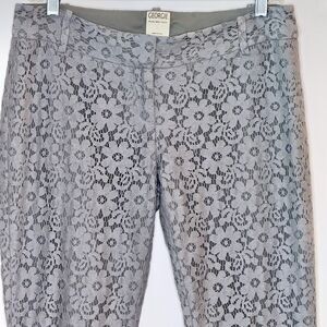 GEORGIE Gray Lined Pants Women's Sz 4 Battenburg Floral Lace Bohemian Whimsigoth